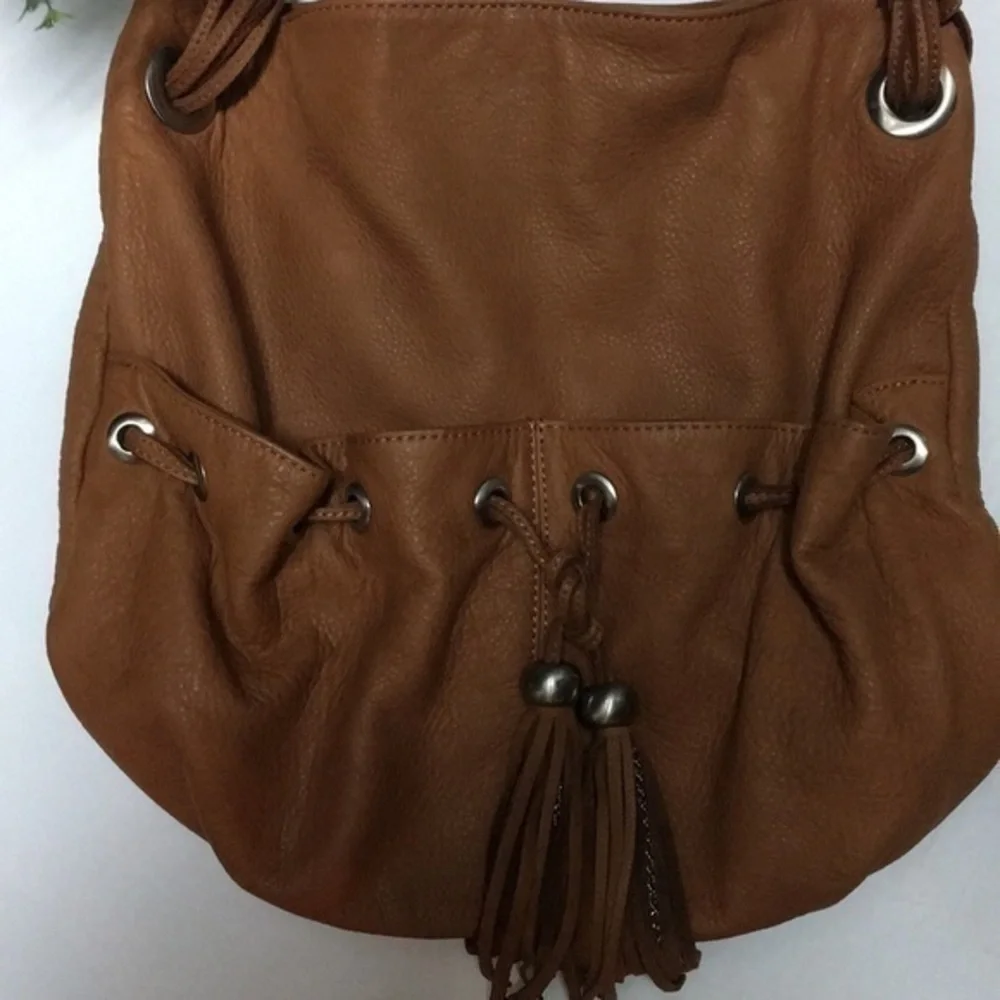 VN leather saddle brown hobo bag